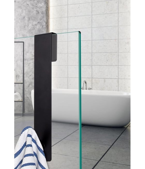 GANCIO BOX DOCCIA APPENDI ASCIUGAMANO ACCAPPATOIO BAGNO NERO 87770