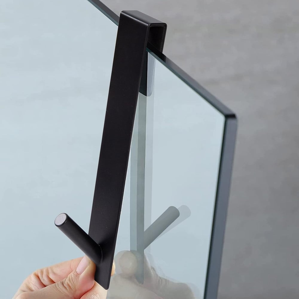 GANCIO BOX DOCCIA APPENDI ASCIUGAMANO ACCAPPATOIO BAGNO NERO 87770