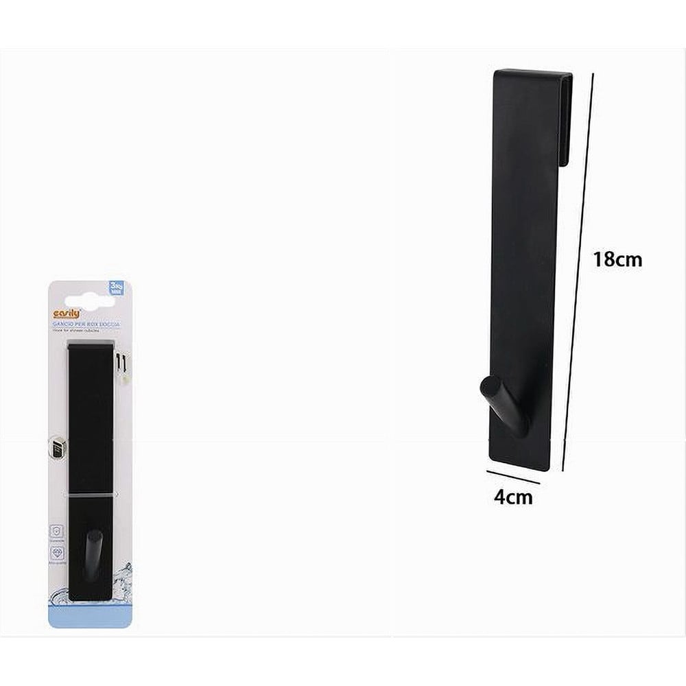 GANCIO BOX DOCCIA APPENDI ASCIUGAMANO ACCAPPATOIO BAGNO NERO 87770