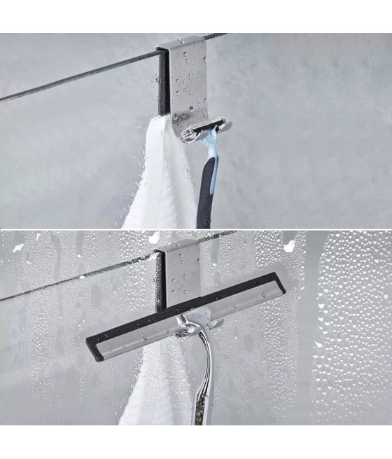 GANCIO BIFACCIALE PORTA BOX DOCCIA 3 GANCI ACCAPPATOIO BAGNO 87768