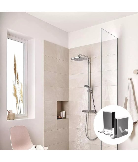 GANCIO BIFACCIALE PORTA BOX DOCCIA 3 GANCI ACCAPPATOIO BAGNO 87768