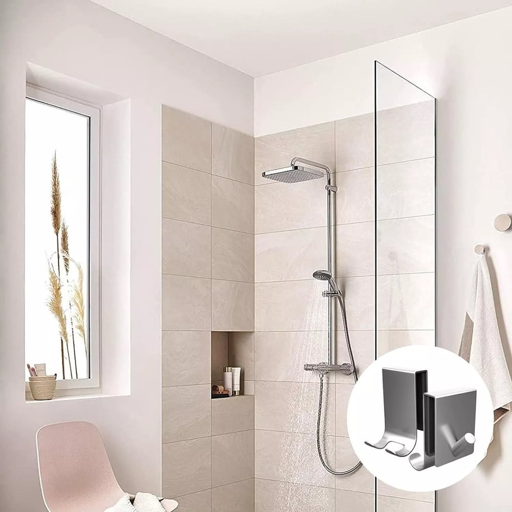 GANCIO BIFACCIALE PORTA BOX DOCCIA 3 GANCI ACCAPPATOIO BAGNO 87768