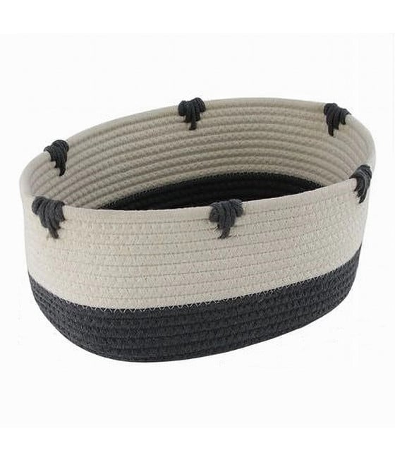 PORTA BIANCHERIA BICOLORE IN TESSUTO INTRECCIATO 30X22X14CM 10664