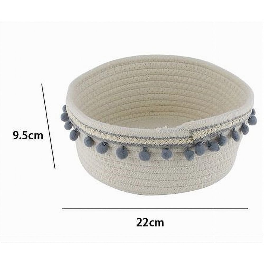CESTO PORTA OGGETTI BIANCHERIA IN CORDA PON PON GRIGI 22X9.5CM 10670