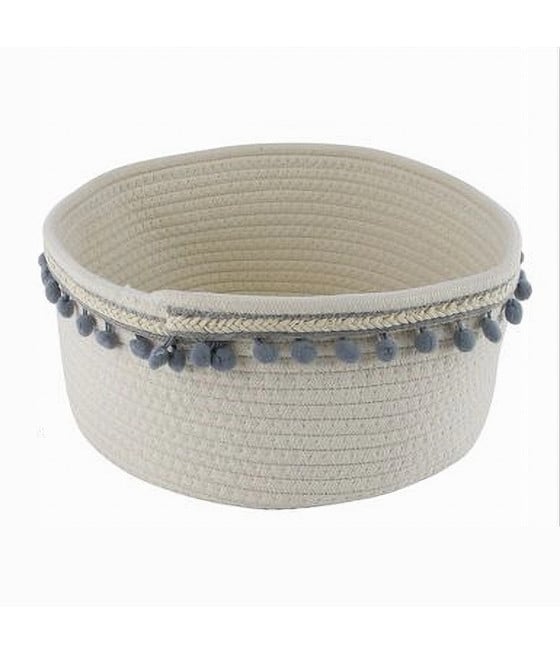 CESTO PORTA OGGETTI BIANCHERIA IN CORDA PON PON GRIGI 30X14 CM 10671