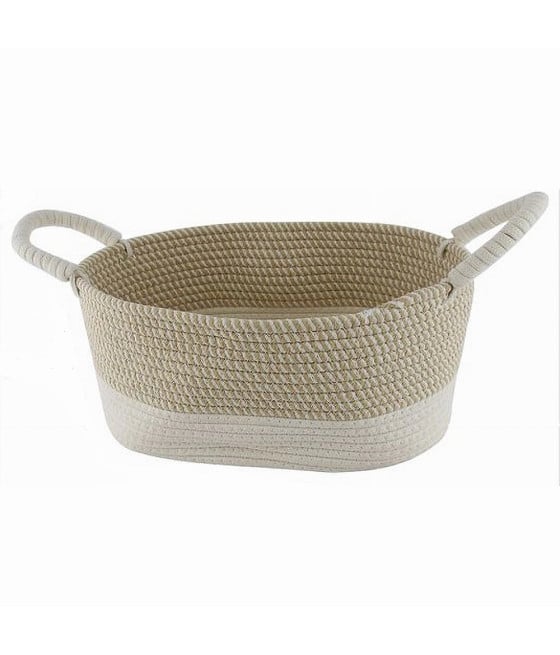 CESTO PORTABIANCHERIA OGGETTI CORDA OVALE MANICI 35X25X16CM 10677