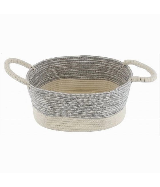 CESTO PORTA BIANCHERIA OGGETTI CORDA OVALE MANICI 35X25X16CM 10679