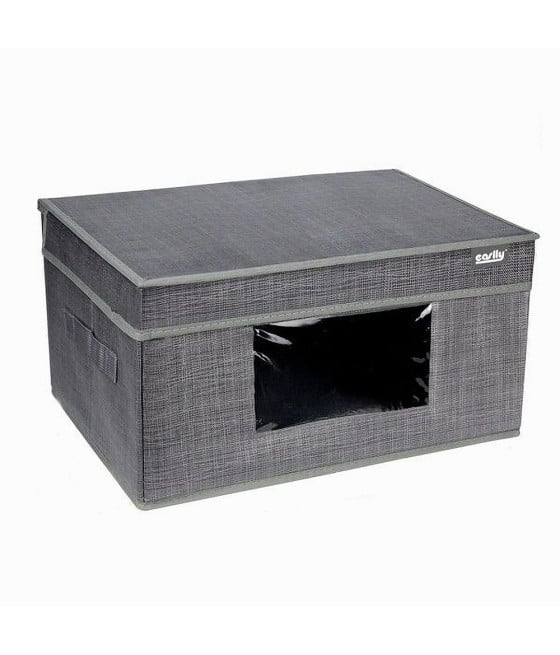 BOX SCATOLA SALVASPAZIO CONTENITORE ORGANIZER 30X30X16CM GRIGIO 69698