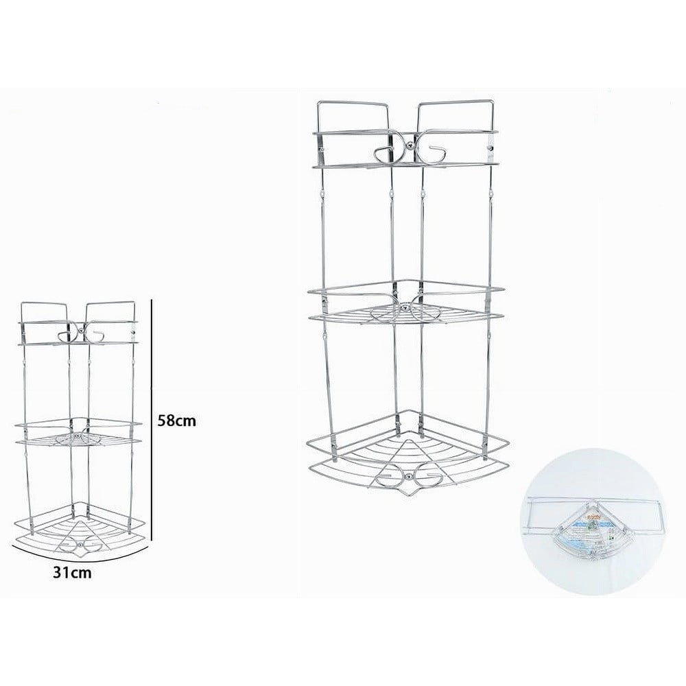 MENSOLA ANGOLARE BAGNO DOCCIA A 3 LIVELLI RIPIANI IN METALLO 52720