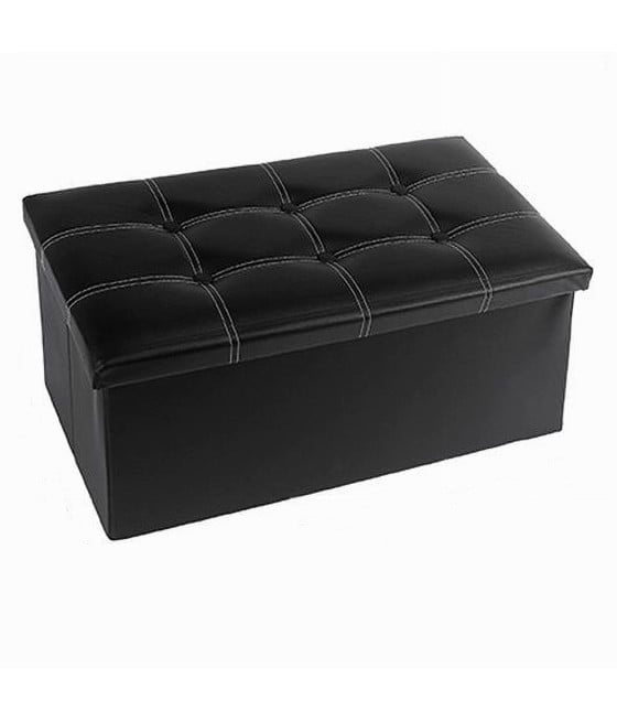 POUF CONTENITORE IMBOTTITO PORTAOGGETTI SEDUTA NERO 76X38X35CM 79431