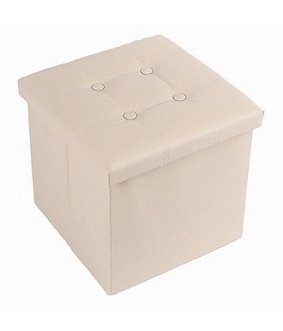 POUF CONTENITORE IMBOTTITO PORTAOGGETTI SEDUTA BEIGE 38X38X35CM 79430