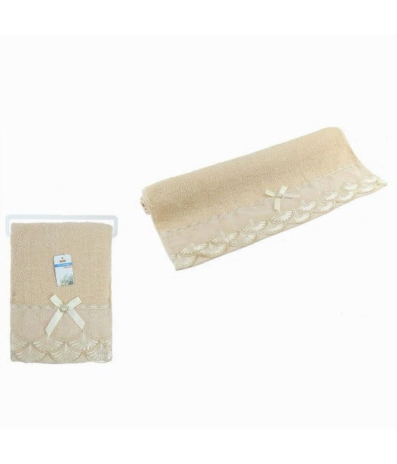 ASCIUGAMANO BAGNO TELO COTONE DECORATO 70X140 CM BEIGE SCURO 79510