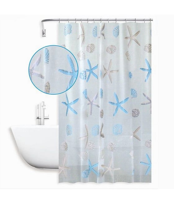 TENDA DOCCIA ANTIMUFFA IMPERMEABILE 180 X 200CM ANELLI STELLE MARINE