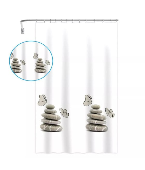 TENDA DOCCIA VASCA BAGNO DECORATA SASSI SHABBY CHIC 240X200CM 87566