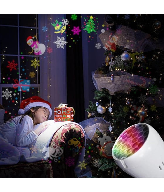 PROIETTORE LUCI ROTAZIONE AUTOMATICA E27 4W ESTERNI DECORAZIONI NATALIZIE
