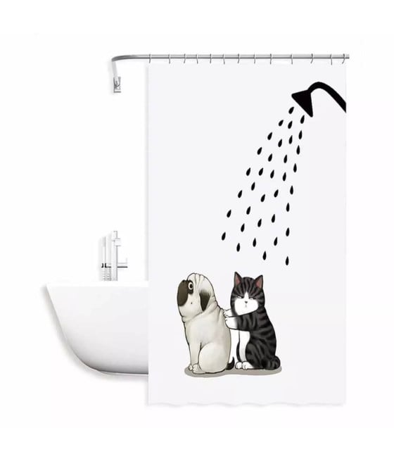 TENDA DOCCIA 180X200 CM CON 12 ANELLI VASCA BAGNO CANE GATTO 87093