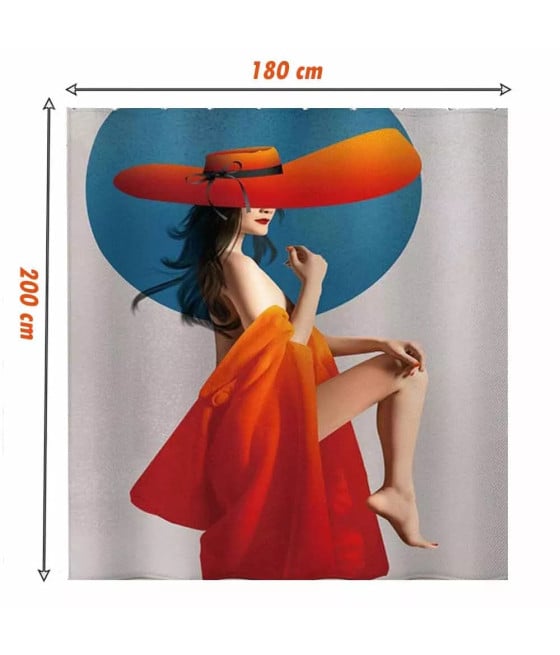 TENDA DOCCIA VASCA BAGNO DONNA SEXY 180 X 200CM CON 12 ANELLI 87094