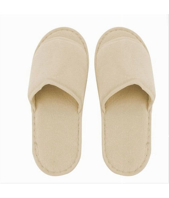 COPPIA PANTOFOLE CIABATTE BAGNO IN TESSUTO BEIGE TAGLIA 35-40 79675
