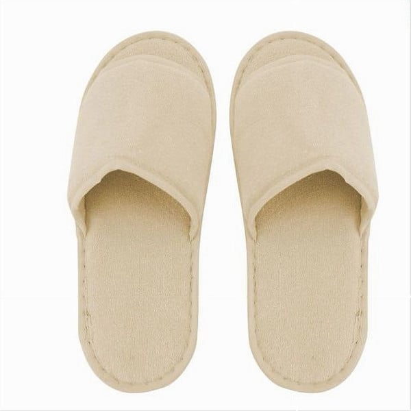 COPPIA PANTOFOLE CIABATTE BAGNO IN TESSUTO BEIGE TAGLIA 35-40 79675