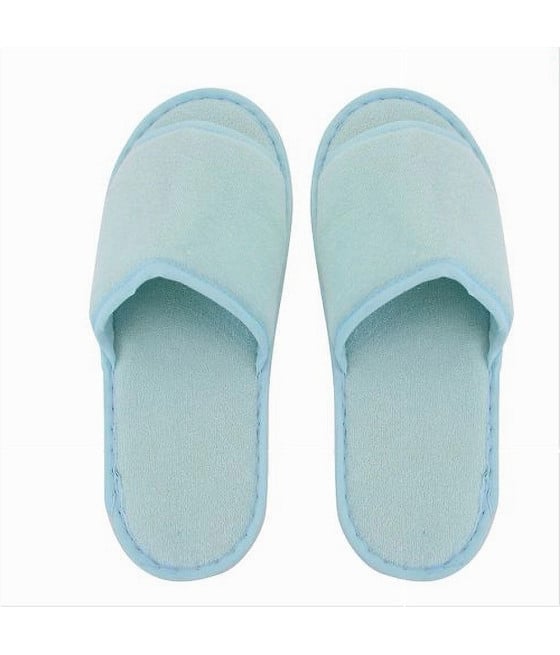 COPPIA PANTOFOLE CIABATTE BAGNO TESSUTO AZZURRO TAGLIA 35-40 79676