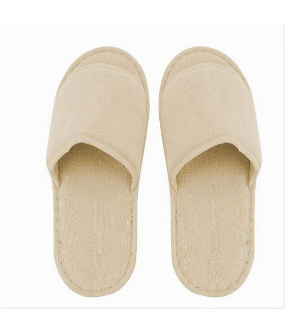 COPPIA PANTOFOLE CIABATTE BAGNO IN TESSUTO BEIGE TAGLIA 39-45 79681