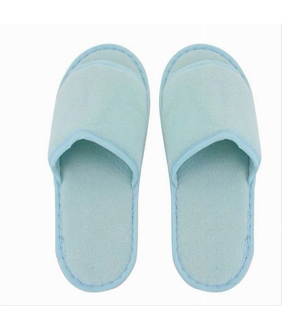 COPPIA PANTOFOLE CIABATTE BAGNO TESSUTO AZZURRO TAGLIA 39-45 79682