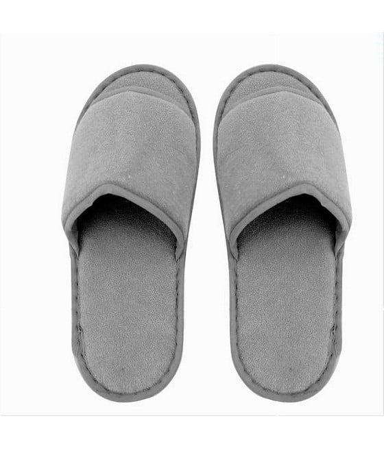 COPPIA PANTOFOLE CIABATTE BAGNO TESSUTO GRIGIO TAGLIA 39-45 79683