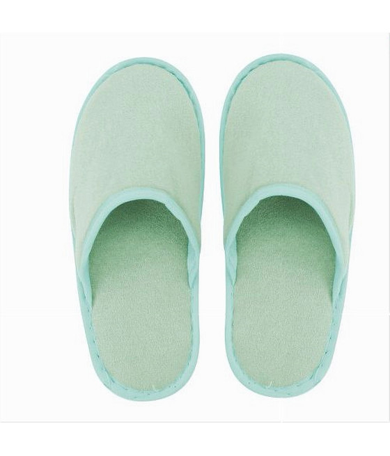 COPPIA PANTOFOLE CIABATTE BAGNO CHIUSE TESSUTO VERDE 35-40 79686
