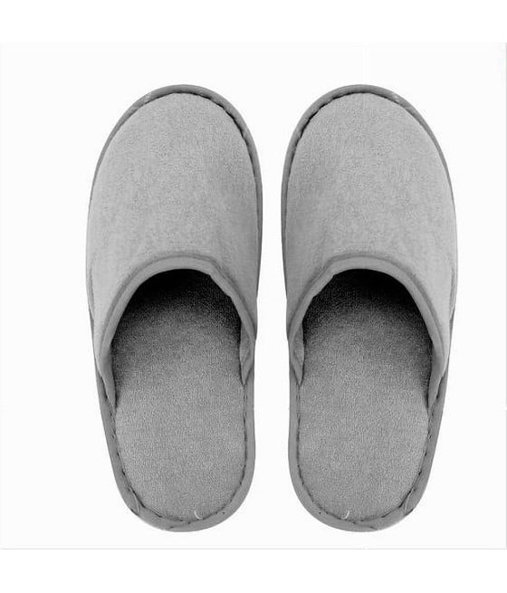 COPPIA PANTOFOLE CIABATTE BAGNO CHIUSE TESSUTO GRIGIO 35-40 79689