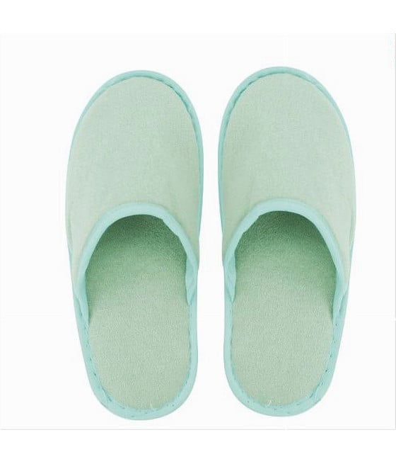 COPPIA PANTOFOLE CIABATTE BAGNO CHIUSE TESSUTO VERDE 39-45 79692