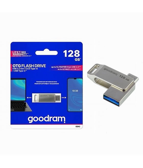PEN DRIVE 128GB USB 3.2 TYPE-A + USB TYPE C DUAL DRIVE OTG ODA3-128GB