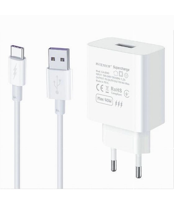 KIT CARICABATTERIA USB CARICATORE CAVO TYPE-C 40W SMARTPHONE CA-S045