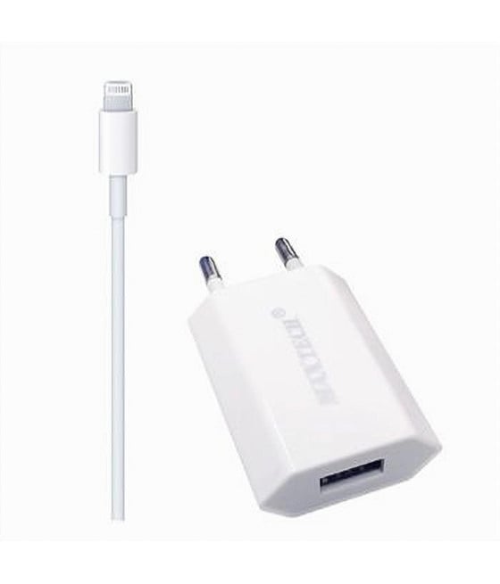 CARICABATTERIE 2X1 LIGHTNING MAXTECH CON ADATTATORE PER IPHONE MS-T005
