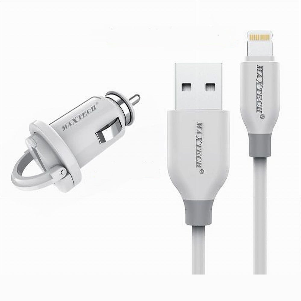 Trade Shop - Kit Caricabatterie Lightning 1mt Ricarica Auto Cavo Dati 10 Watt Maxtech Ma-ip03 -