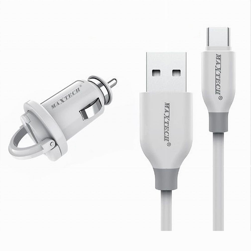 Trade Shop - Kit Caricabatteria Auto 5v-2.1a Cavo Type-c Usb 1mt Ricarica 10w Maxtech Ma-tc02 -