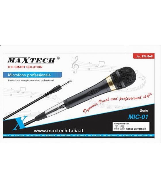 MICROFONO CON CAVO DINAMICO 3.2 MT XLR-JACK ON/OFF MIC-01 FM-868