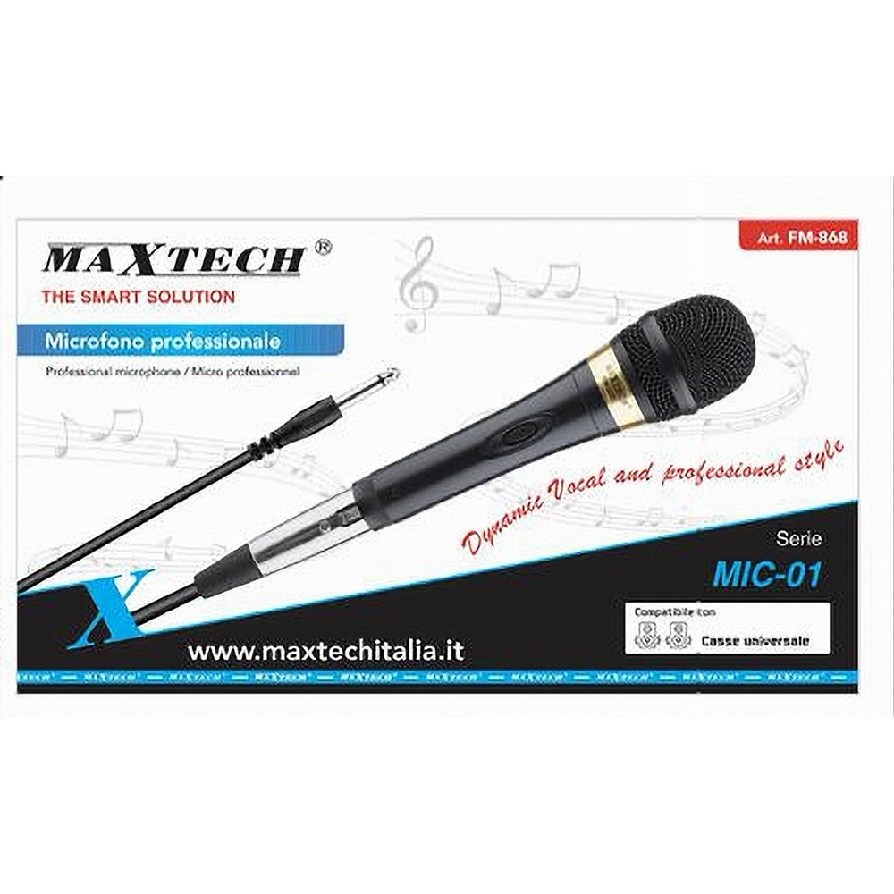 MICROFONO CON CAVO DINAMICO 3.2 MT XLR-JACK ON/OFF MIC-01 FM-868