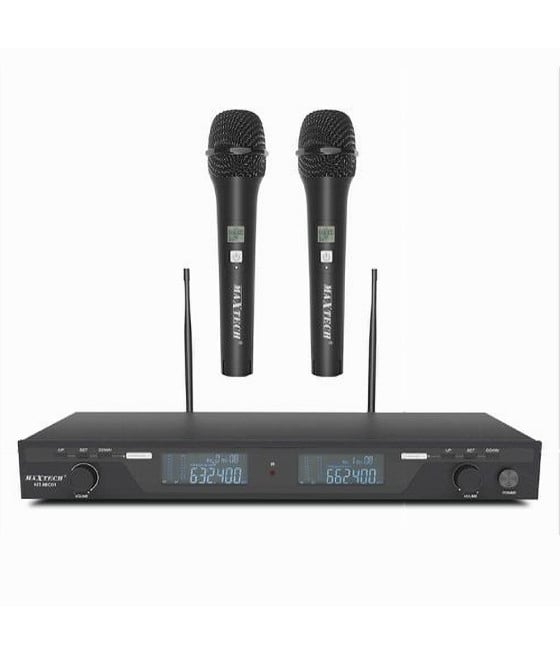KIT RADIOMICROFONI WIRELESS 2 CANALI UHF RICEVITORE DISPLAY DIGITALE