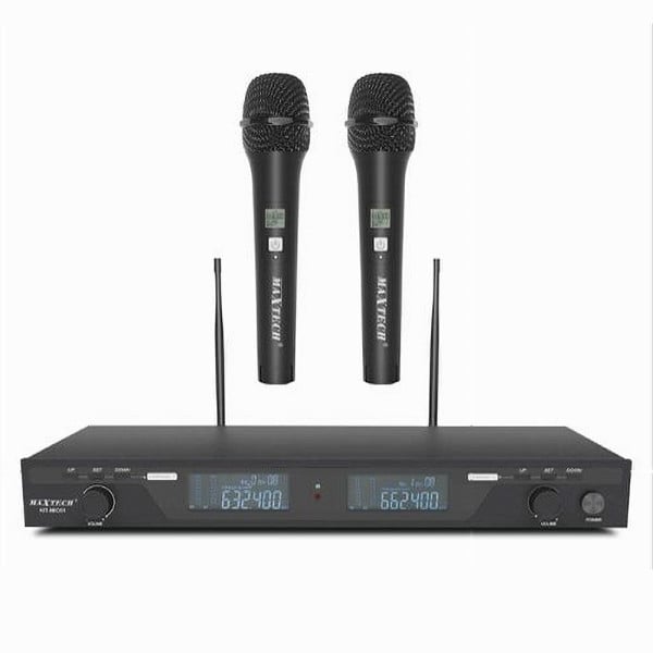 KIT RADIOMICROFONI WIRELESS 2 CANALI UHF RICEVITORE DISPLAY DIGITALE