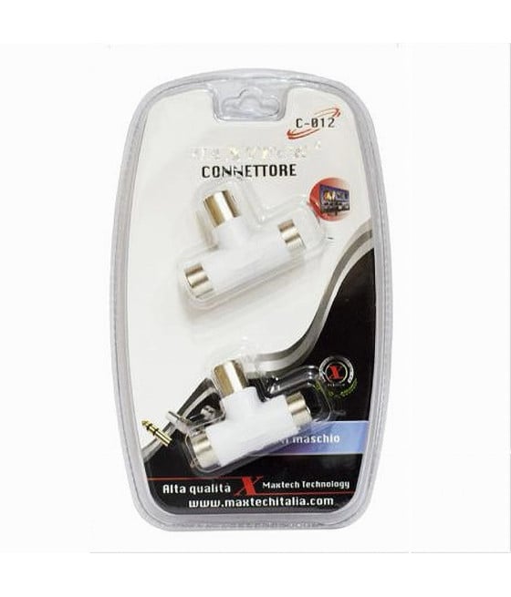 CONNETTORI ADATTATORE A T ANT MASCHIO A 2X ANT FEMMINA TV MAXTECH C012