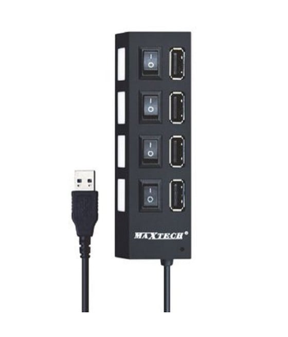 CARICATORE MULTIPRESA HUB 4 PORTE USB 2.0 WINDOWS MACOS MAXTECH HUB-04