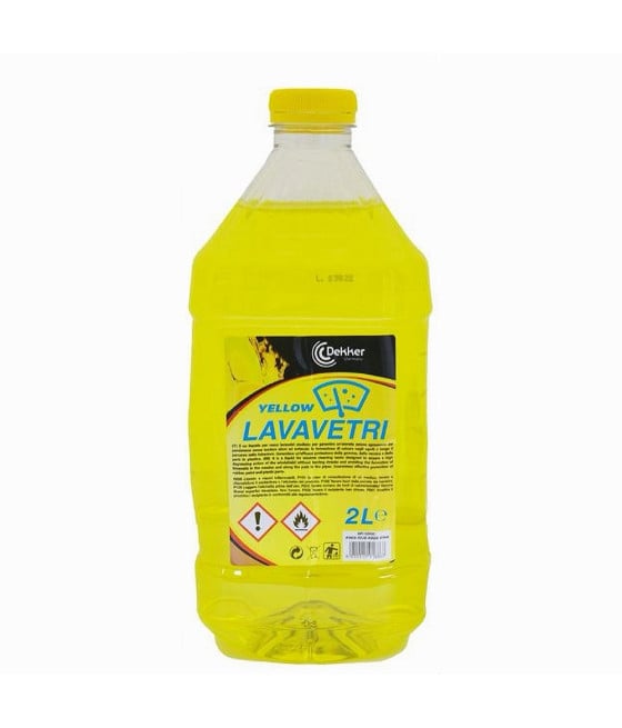 LIQUIDO LAVAVETRI YELLOW 2LT DETERGENTE PULIZIA AUTO DEK-LAVYE