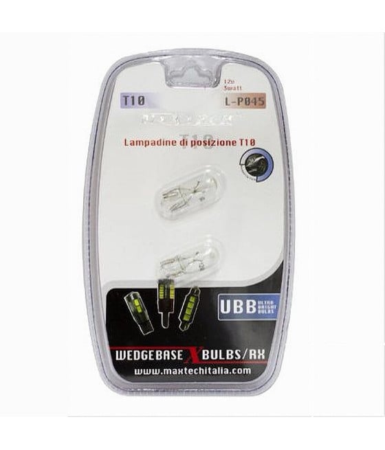 LAMPADINE POSIZIONE T10 MAXTECH L-P045 12V-3W LAMPADINE ULTRA LUMINOSE