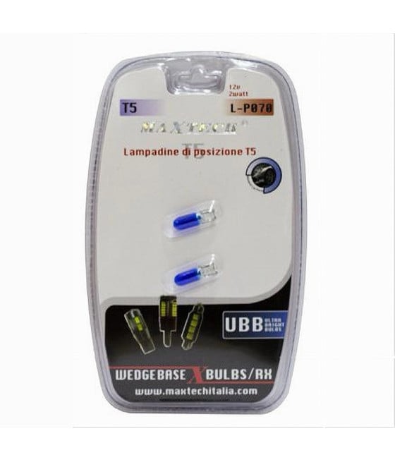 LAMPADINE POSIZIONE T5 L-P070 12 VOLT 2 WATT 6000K LUCE BIANCA FREDDA