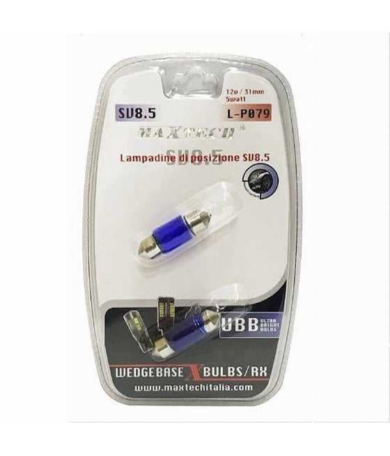 LAMPADINE DI POSIZIONE SV8.5 12V 31MM 5W ULTRA LUMINOSE MAXTECH L-P079