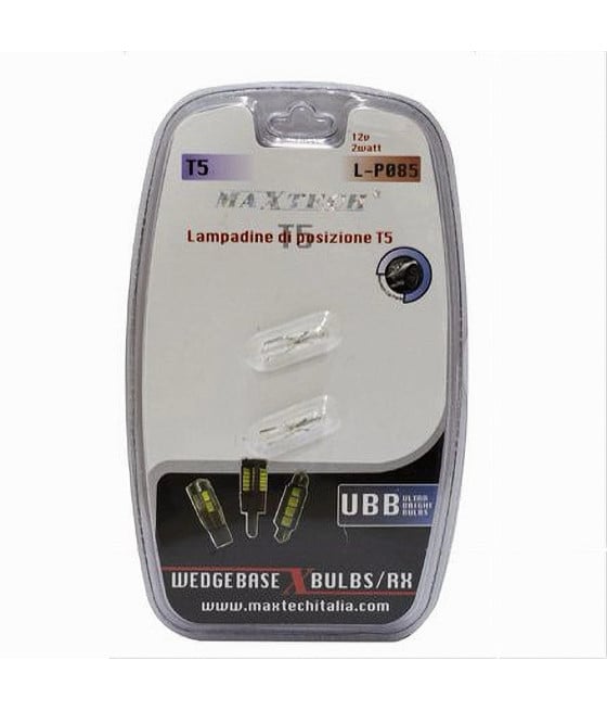 LAMPADINE DI POSIZIONE T5 MAXTECH L-P085 ULTRA LUMINOSE AUTO 12V 2WATT