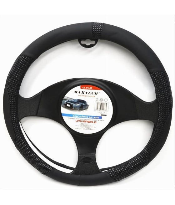 COPRIVOLANTE UNIVERSALE AUTO FODERA STERZO 38CM NERO RILIEVI CV-20