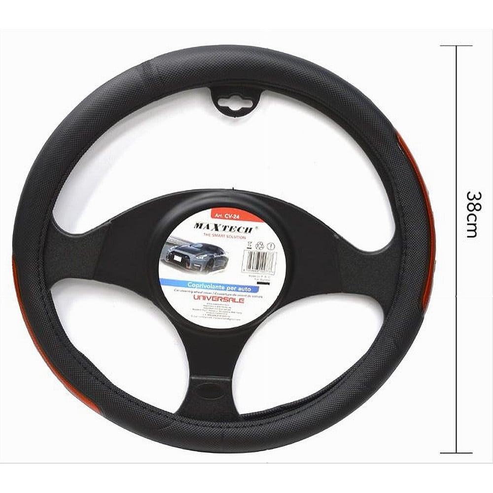 COPRIVOLANTE UNIVERSALE AUTO 38CM NERO DETTAGLI LATERALI CV-24