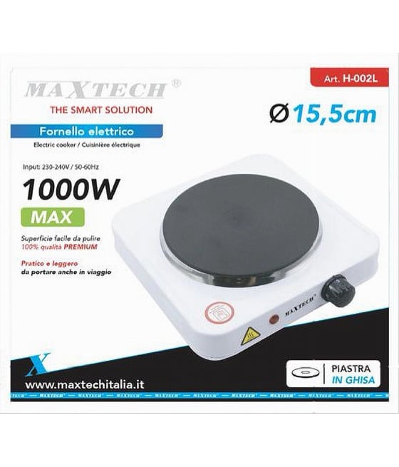 FORNELLO ELETTRONICO 1000 W TEMPERATURA REGOLABILE PIASTRA 15CM H-002L