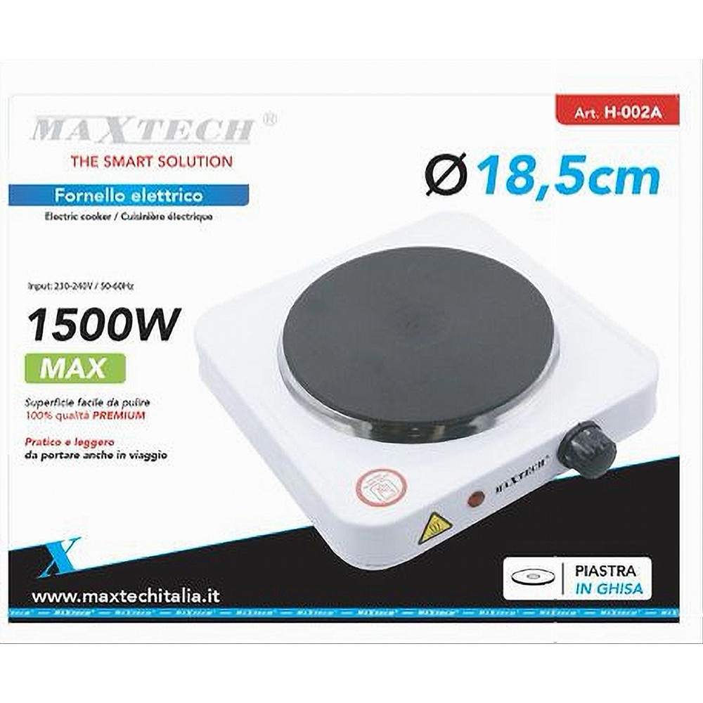 FORNELLO ELETTRICO 1500W PORTATILE 18,5CM VIAGGIO CAMPEGGIO H-002A MAX